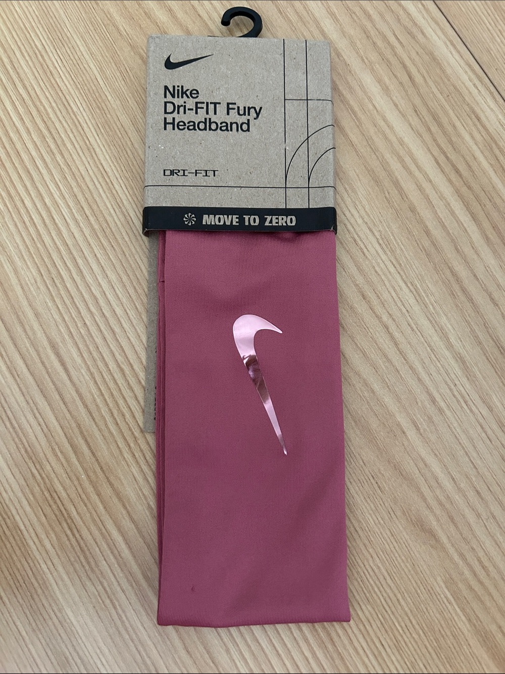 Nike Dri-FIT Headband in Mauve with Pink Swoosh